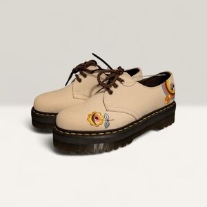 Dr. Martens 1461 Quad Vegan Platform Shoes Embroidered Floral NWT